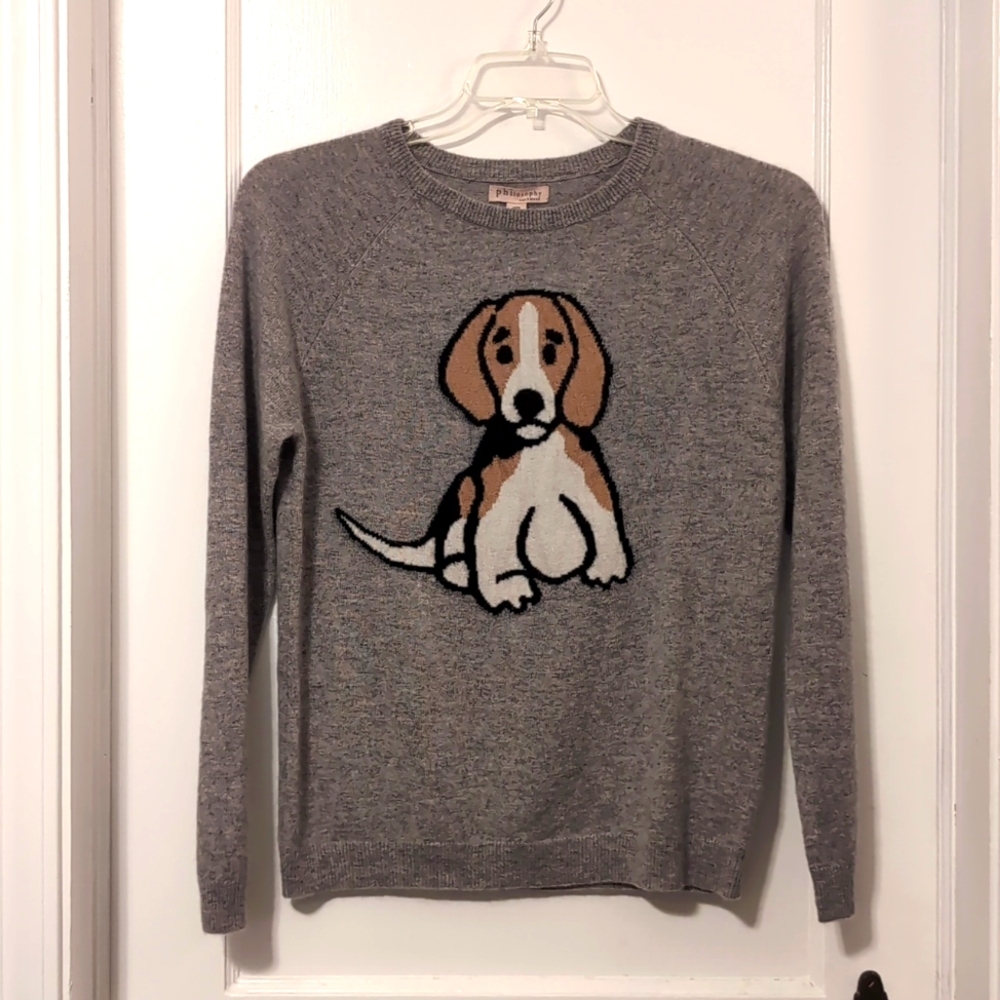 PHILOSOPHY 100% Cashmere Beagle Sweater